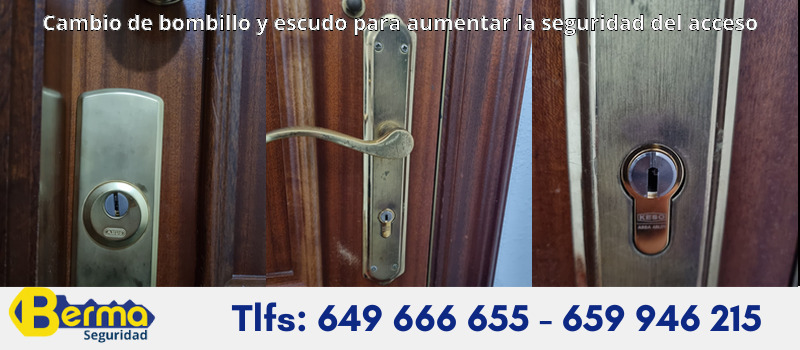 Cambio de bombillo y escudo para aumentar la seguridad del acceso