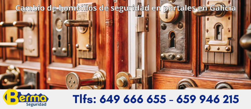 Cambio de bombillos de seguridad en portales en Galicia