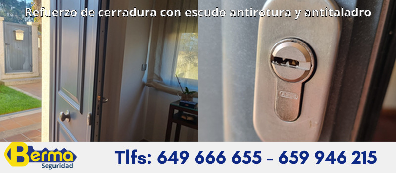 Refuerzo de cerradura con escudo antirotura y antitaladro
